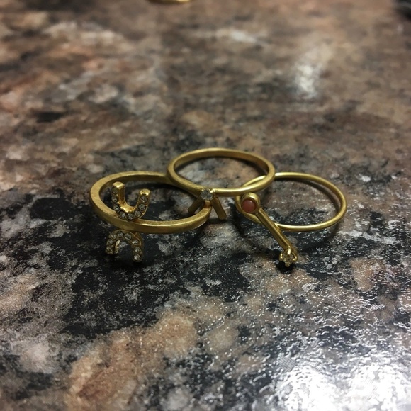 Three Madewell Dainty Stackable Rings Sz 7 Brass - Picture 1 of 1